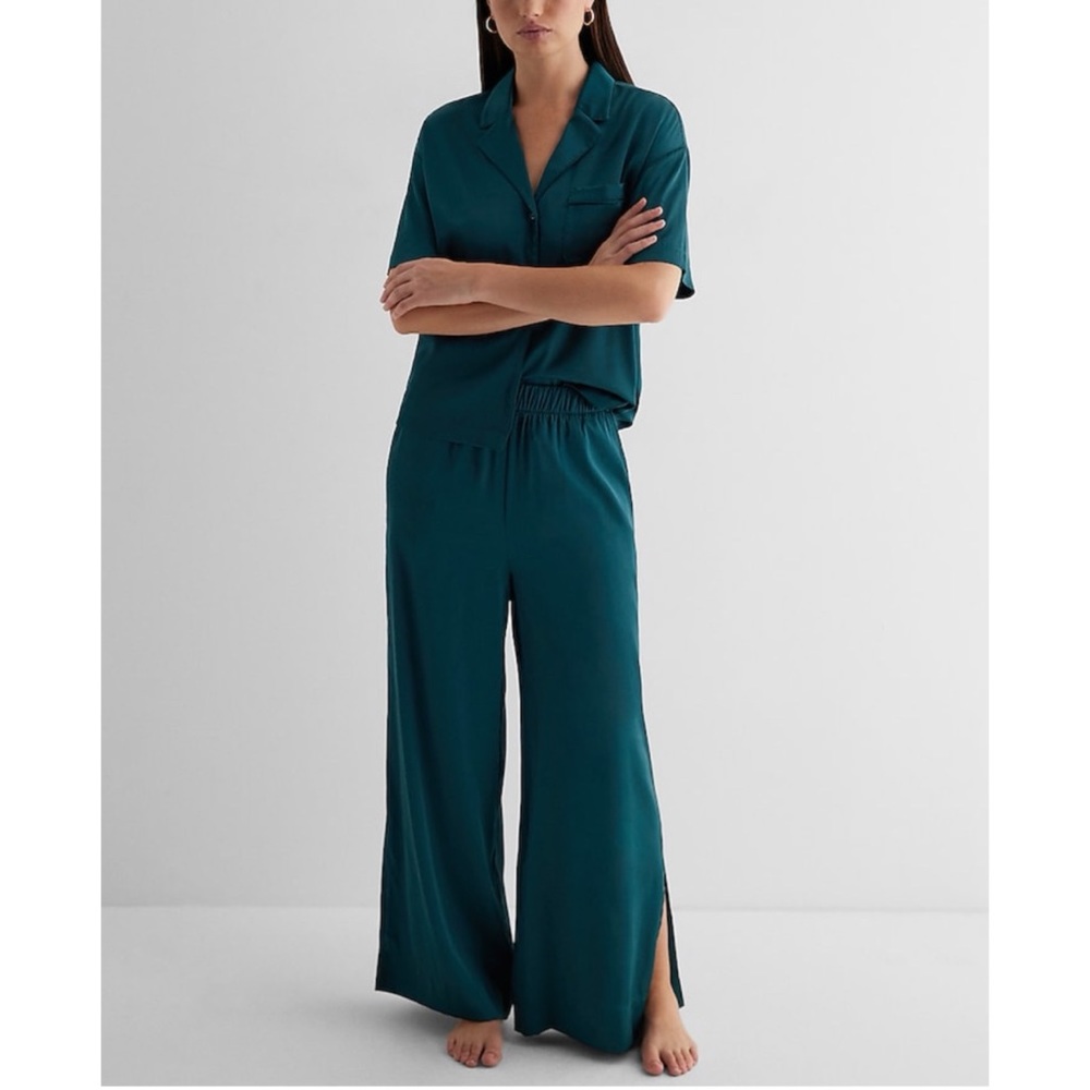 Express green satin pajama set
